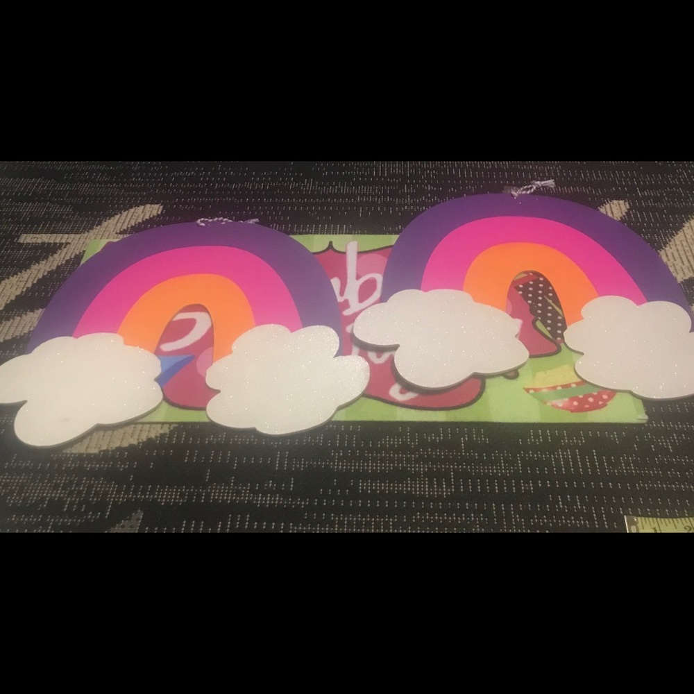 Set of Two Hanging Rainbow w/Clouds Chalkboards